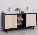 Mobila baie cu 2 usi, 2 lavoare- neinclus in preti Slatted de la Rustic Butique PS759 - Culoare Corp_P003 - Culoare Usi_P095 - DUBLU COLOR