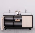 Mobila baie cu 2 usi, 2 lavoare- neinclus in preti Slatted de la Rustic Butique PS759 - Culoare Corp_P003 - Culoare Usi_P095 - DUBLU COLOR