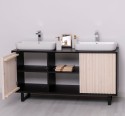Mobila baie cu 2 usi, 2 lavoare- neinclus in preti Slatted de la Rustic Butique PS759 - Culoare Corp_P003 - Culoare Usi_P095 - DUBLU COLOR