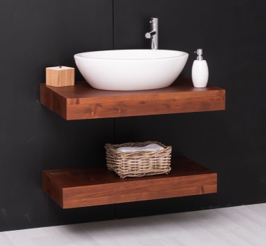 Suport lavoar din brad cu set metalic de fixare in perete de la Rustic Butique PS739 - Culoare_P081 - LACUIT & VOPSIT