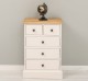 Noptiera cu 5 sertare, blat stejar de la Rustic Butique PS122 - Culoare Top_P002 - Culoare Corp_P015 - DUBLU COLOR