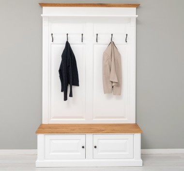 Cuier cu 2 usi, cu blat stejar de la Rustic Butique PS366 - Culoare Top si Cornise_P089 - Culoare Corp_P004 - DUBLU COLOR