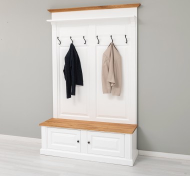 Cuier cu 2 usi, cu blat stejar de la Rustic Butique PS366 - Culoare Top si Cornise_P089 - Culoare Corp_P004 - DUBLU COLOR