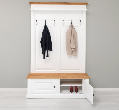 Cuier cu 2 usi, cu blat stejar de la Rustic Butique PS366 - Culoare Top si Cornise_P089 - Culoare Corp_P004 - DUBLU COLOR