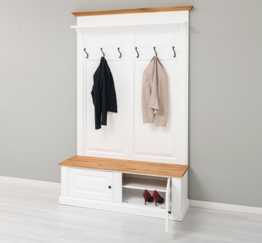 Cuier cu 2 usi, cu blat stejar de la Rustic Butique PS366 - Culoare Top si Cornise_P089 - Culoare Corp_P004 - DUBLU COLOR