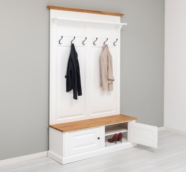 Cuier cu 2 usi, cu blat stejar de la Rustic Butique PS366 - Culoare Top si Cornise_P089 - Culoare Corp_P004 - DUBLU COLOR