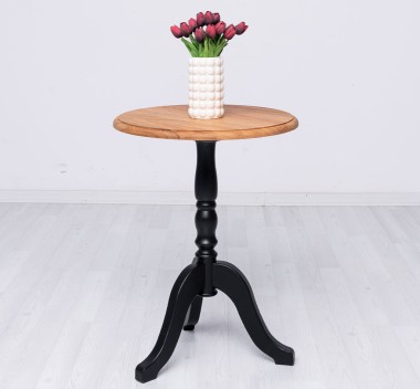 Masa cafea rotunda, blat stejar de la Rustic Butique PS400 - Culoare Top_P089 - Culoare Corp_P003 - DUBLU COLOR
