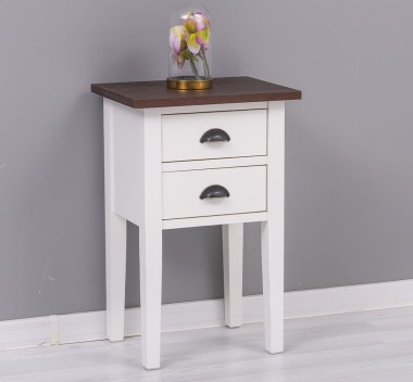 Noptiera cu 2 sertare, blat stejar de la Rustic Butique PS475 - Culoare Top_P081 - Culoare Corp_P039A - DUBLU COLOR