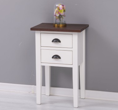 Noptiera cu 2 sertare, blat stejar de la Rustic Butique PS475 - Culoare Top_P081 - Culoare Corp_P039A - DUBLU COLOR