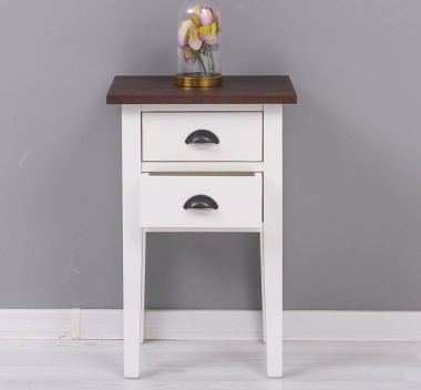 Noptiera cu 2 sertare, blat stejar de la Rustic Butique PS475 - Culoare Top_P081 - Culoare Corp_P039A - DUBLU COLOR