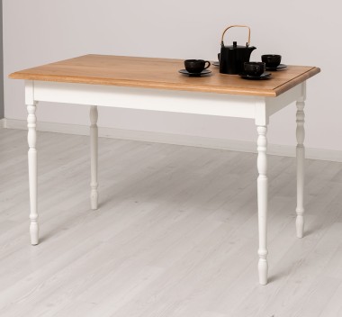 Masa cu blat stejar si picioare strunjite, dim. 120x70x78 de la Rustic Butique PS660-120 - Culoare Top_P061 - Culoare Corp_P039A - DUBLU COLOR