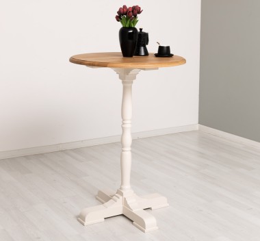 Masa de bar cu blat rotund 110cm, blat stejar de la Rustic Butique PS672 - Culoare Top_P061 - Culoare Corp_P015 - DUBLU COLOR