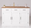 Insula de bucatarie cu spatiu pentru luat mic dejun, blat stejar de la Rustic Butique PS705 - Culoare Top_P064 - Culoare Corp_P004 - DUBLU COLOR