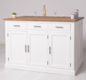 Insula de bucatarie cu spatiu pentru luat mic dejun, blat stejar de la Rustic Butique PS705 - Culoare Top_P064 - Culoare Corp_P004 - DUBLU COLOR