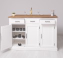 Insula de bucatarie cu spatiu pentru luat mic dejun, blat stejar de la Rustic Butique PS705 - Culoare Top_P064 - Culoare Corp_P004 - DUBLU COLOR