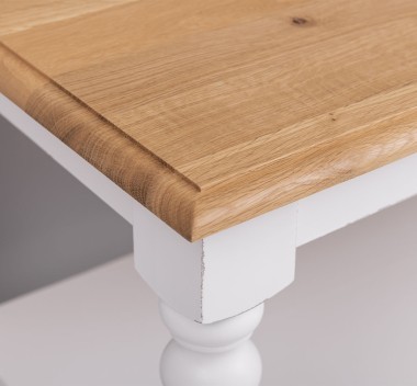 Consola cu picioare strunjite, 1 polita, blat stejar de la Rustic Butique PS178 - Culoare Top_P061 - Culoare Corp_P030++P004A - TRIPLU COLOR