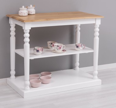 Consola cu picioare strunjite, 1 polita, blat stejar de la Rustic Butique PS178 - Culoare Top_P061 - Culoare Corp_P030++P004A - TRIPLU COLOR