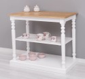 Consola cu picioare strunjite, 1 polita, blat stejar de la Rustic Butique PS178 - Culoare Top_P061 - Culoare Corp_P030++P004A - TRIPLU COLOR