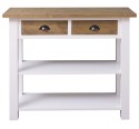 Consola cu 2 rafturi de la Rustic Butique PS141 - Culoare Top_P001 - Culoare Corp_P004 - Culoare Sertare_P001 - DUBLU COLOR