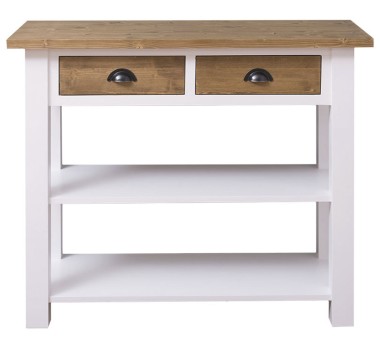 Consola cu 2 rafturi de la Rustic Butique PS141 - Culoare Top_P001 - Culoare Corp_P004 - Culoare Sertare_P001 - DUBLU COLOR