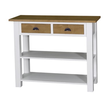Consola cu 2 rafturi de la Rustic Butique PS141 - Top Culoare_P001 - Corp_P004 - Sertare_P001 - DUBLU CULOR