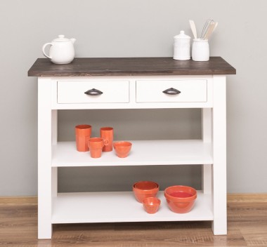 Consola cu 2 rafturi de la Rustic Butique PS141 - Culoare Top_P062 - Culoare Corp_P039 - DUBLU COLOR