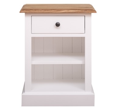 Noptiera cu 1 sertar si rafturi deschise, blat stejar de la Rustic Butique PS478 - Culoare Top_P089 - Culoare Corp_P004 - DUBLU COLOR