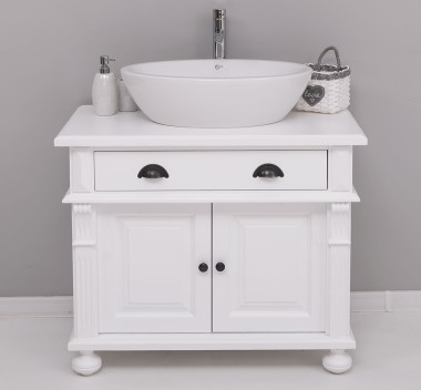 Dulap baie cu picior ornamentat pentru 1 chiuveta suprapusa de la Rustic Butique PS716 - Culoare_P004 - VOPSIT