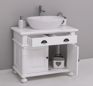 Dulap baie cu picior ornamentat pentru 1 chiuveta suprapusa de la Rustic Butique PS716 - Culoare_P004 - VOPSIT