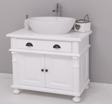 Dulap baie cu picior ornamentat pentru 1 chiuveta suprapusa de la Rustic Butique PS716 - Culoare_P004 - VOPSIT