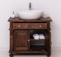 Dulap baie cu picior ornamentat pentru 1 chiuveta suprapusa de la Rustic Butique PS716 - Culoare_P081 - LACUIT & VOPSIT