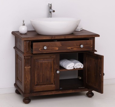 Dulap baie cu picior ornamentat pentru 1 chiuveta suprapusa de la Rustic Butique PS716 - Culoare_P081 - LACUIT & VOPSIT