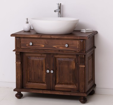 Dulap baie cu picior ornamentat pentru 1 chiuveta suprapusa de la Rustic Butique PS716 - Culoare_P081 - LACUIT & VOPSIT
