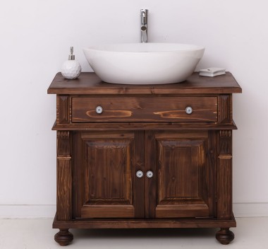 Dulap baie cu picior ornamentat pentru 1 chiuveta suprapusa de la Rustic Butique PS716 - Culoare_P081 - LACUIT & VOPSIT