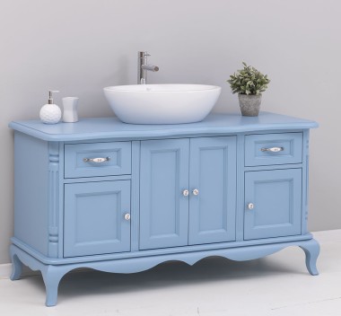 Mobilier baie Chic cu 4 usi si 2 sertare pentru chiuveta suprapusa de la Rustic Butique PS728 - Culoare_P053 - VOPSIT