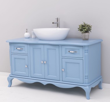 Mobilier baie Chic cu 4 usi si 2 sertare pentru chiuveta suprapusa de la Rustic Butique PS728 - Culoare_P053 - VOPSIT