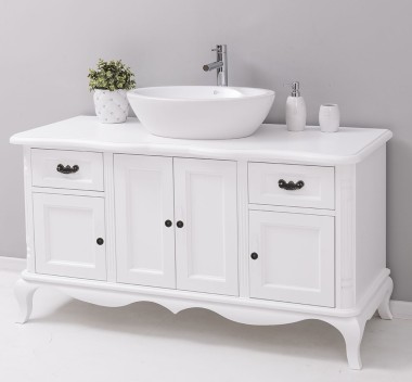 Mobilier baie Chic cu 4 usi si 2 sertare pentru chiuveta suprapusa de la Rustic Butique PS728 - Culoare_P004 - VOPSIT