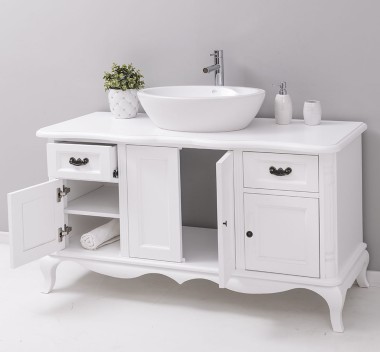 Mobilier baie Chic cu 4 usi si 2 sertare pentru chiuveta suprapusa de la Rustic Butique PS728 - Culoare_P004 - VOPSIT