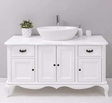 Mobilier baie Chic cu 4 usi si 2 sertare pentru chiuveta suprapusa de la Rustic Butique PS728 - Culoare_P004 - VOPSIT