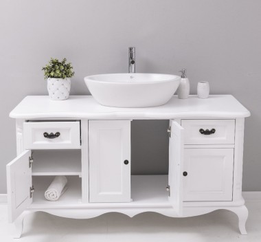 Mobilier baie Chic cu 4 usi si 2 sertare pentru chiuveta suprapusa de la Rustic Butique PS728 - Culoare_P004 - VOPSIT