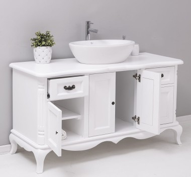 Mobilier baie Chic cu 4 usi si 2 sertare pentru chiuveta suprapusa de la Rustic Butique PS728 - Culoare_P004 - VOPSIT
