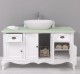 Mobilier baie Chic cu 4 usi si 2 sertare pentru chiuveta suprapusa de la Rustic Butique PS728 - Culoare Top_P092 - Culoare Corp_P004 - DUBLU COLOR