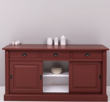 Bufet cu  3 usi glisante pline, 3 sertare, BAS de la Rustic Butique PS727BAS - Culoare Ext._P029 / Culoare Int._P004 - DUBLU COLOR