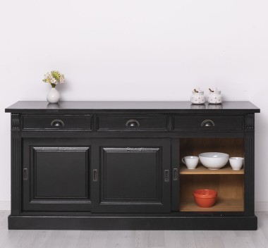 Bufet cu  3 usi glisante pline, 3 sertare, BAS de la Rustic Butique PS727BAS - Culoare Ext._P150 / Culoare Int._P002 - DUBLU COLOR