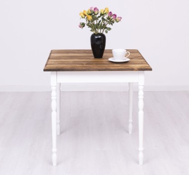 Masa cu picioare strunjite, dim. 80x80x78 de la Rustic Butique PS660 - Culoare Top_P064 - Culoare Corp_P004 - DUBLU COLOR