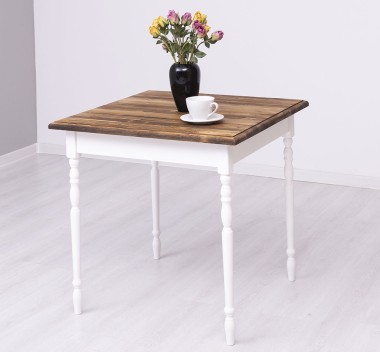 Masa cu picioare strunjite, dim. 80x80x78 de la Rustic Butique PS660 - Culoare Top_P064 - Culoare Corp_P004 - DUBLU COLOR