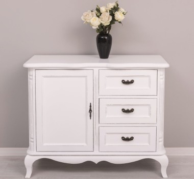 Comoda cu 1 usa si 3 sertare Chic, sertare pe sine soft close de la Rustic Butique PS645 - Culoare_P030++P004A - 2 STRATURI DE CULORI ANTICHIZAT