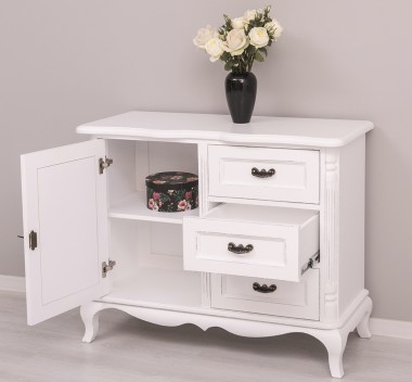 Comoda cu 1 usa si 3 sertare Chic, sertare pe sine soft close de la Rustic Butique PS645 - Culoare_P030++P004A - 2 STRATURI DE CULORI ANTICHIZAT