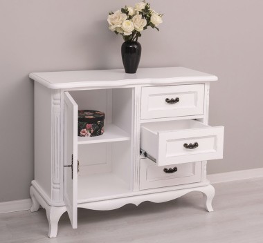 Comoda cu 1 usa si 3 sertare Chic, sertare pe sine soft close de la Rustic Butique PS645 - Culoare_P030++P004A - 2 STRATURI DE CULORI ANTICHIZAT