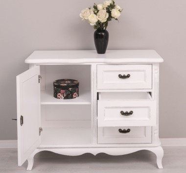 Comoda cu 1 usa si 3 sertare Chic, sertare pe sine soft close de la Rustic Butique PS645 - Culoare_P030++P004A - 2 STRATURI DE CULORI ANTICHIZAT